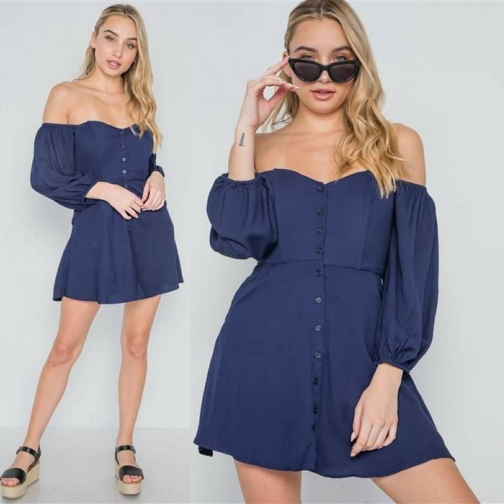 Sweet Escape Strapless Mini Dress (Navy Blue)